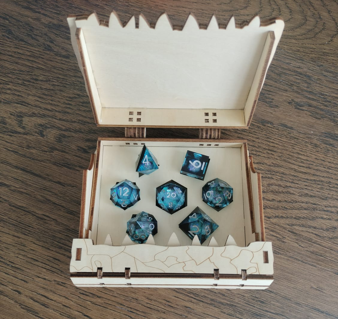 Beholder dice box for set of polyhedral dice D&D & TTRPGs