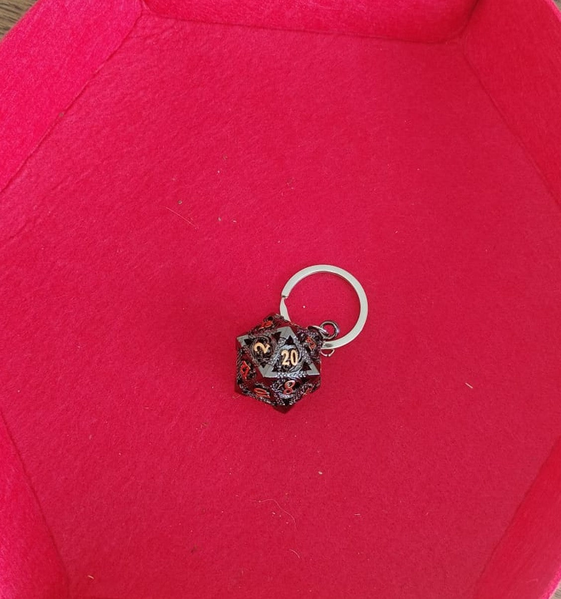 Mini Dice in Hollow D20 Keychain – Portable Micro Dice Set